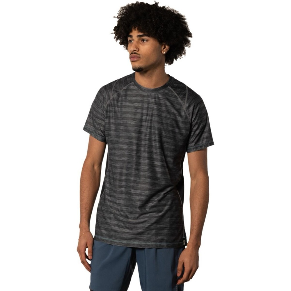 Saxx Hot Shot Short-Sleeve Tech T-Shirt Mens Drop Temp Activewear Gray Black XXL